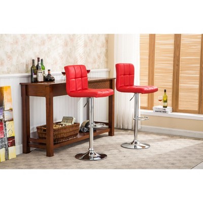 Dolonm Set of 2 35-43.5 in. H Swivel Faux Leather Adjustable Height Bar Stool with Metal Frame & Footrest