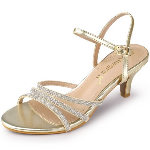 Women's Gold Real Leather Round Toe Four Cross Over Straps Flat Sandals - Size 8