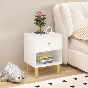 PAGED 23.23"H Night Stand Modern Bedside Table Wooden Nightstand with Storage Drawer and Open Shelf for Bedroom - 1 of 4