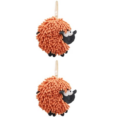 REGALWOVEN Cute Sheep Shape Chenille Soft Absorbent Hand Towels 2 Pcs