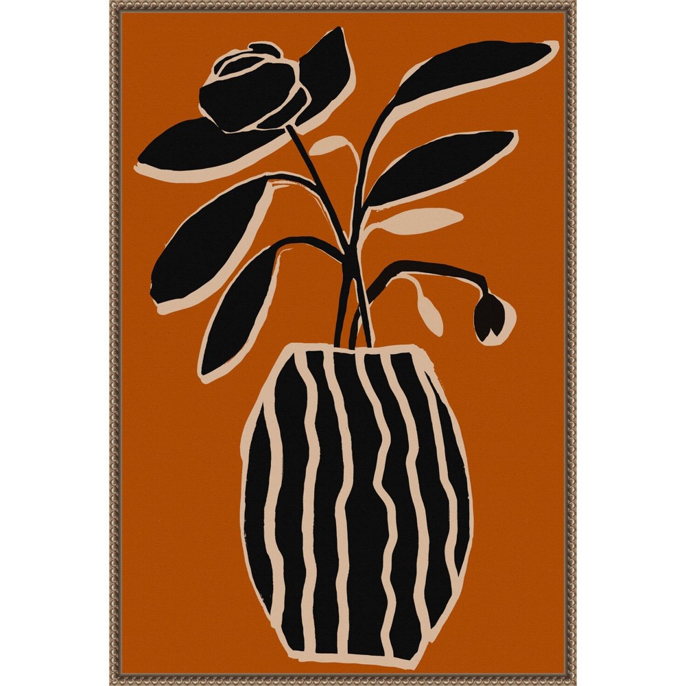 Photos - Other Decoration 23"x33" Ochre Still Life No 5 by Treechild Framed Canvas Wall Art Print Bronze - Amanti Art