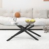 Dolonm 47.2" Rectangular Tempered Glass Coffee Table with Black Metal Legs, Modern Living Room Center Table - 4 of 4