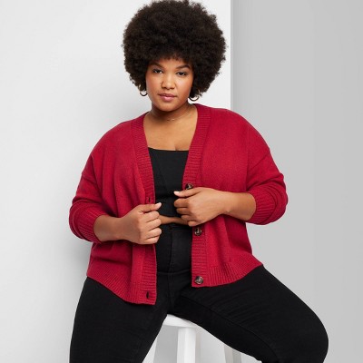 Women's Slouchy Button-front Cardigan - Wild Fable™ Red Xxl