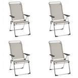 Lafuma Alu Cham Folding, Adjustable 5-Position Reclining Outdoor Mesh Sling Chair for Camping, Beach, Backyard, and Patio, Seigle Gray (Set of 4)
