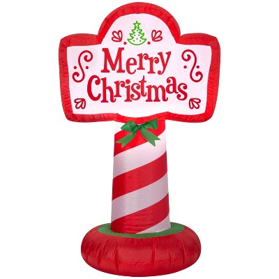 Gemmy Christmas Inflatable Merry Sign , 3.5 ft Tall, Multi