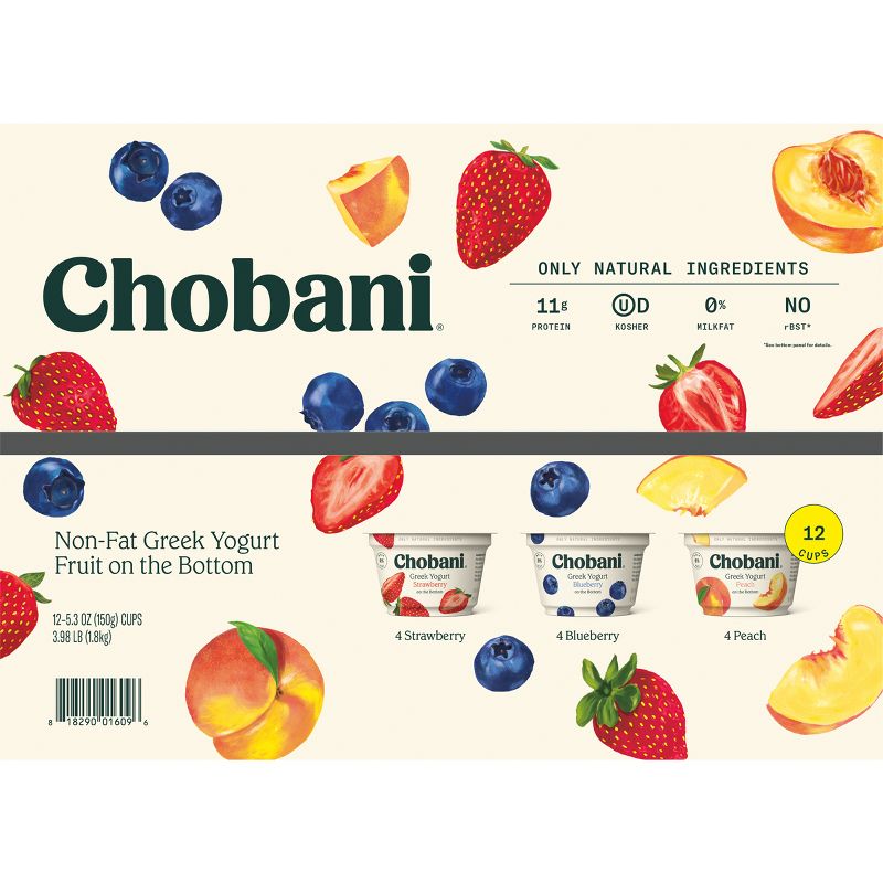 Chobani Non-Fat Greek Yogurt Variety Pack - 12ct/63.6oz, 1 of 6