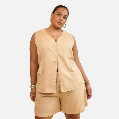 Rebdolls Women's Siobhan Linen Button Vest