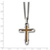 Black Bow Jewelry Stainless Steel & Wood with Enamel Overlay Cross Necklace, 24 Inch - 2 of 4