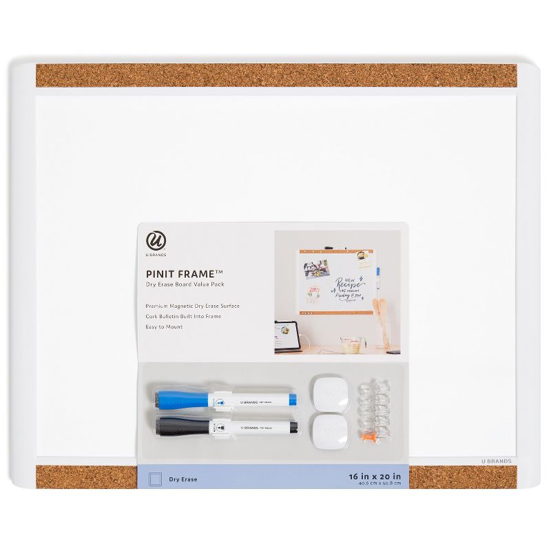 U Brands 16&#34;x20&#34; Pin-it Frame Magnetic Dry Erase Board Value Pack, 1 of 12