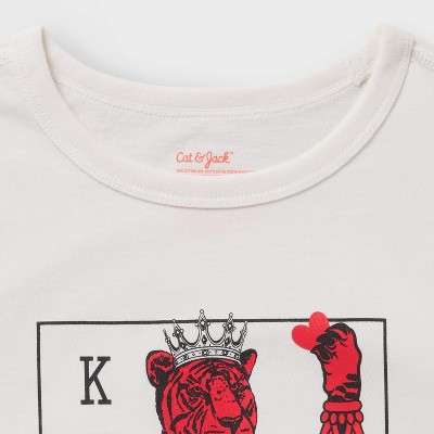 Cat & Jack Kids' 2pk Adaptive Short Sleeve King/Cupids Pizza Graphic T-Shirt - Cat & Jack™ White/Red XL — фото 3