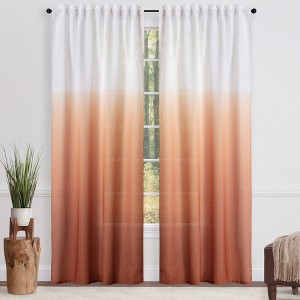 Chanasya 2pk Gradient Ombre Faux Belgian Flax Semi Sheer Window Curtain Panels - Set of 2 - 1 of 4