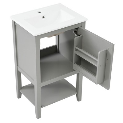Vynxaria 20" Gray Bathroom Vanity with Sink and Soft Closing Door
