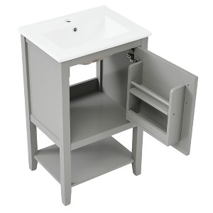 Vynxaria 20" Gray Bathroom Vanity with Sink and Soft Closing Door - 1 of 4