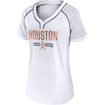 Rawlings Houston Astros T Shirt Women's Small White Baseball 3/4  Sleeve