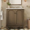 KWPZQEB 30" Bathroom Vanity with Ceramic Sink, Freestanding Vanity Cabinet with 2 Barn Doors & Antique Pulls, Wooden Bath Vanity Sink Combo - 2 of 4