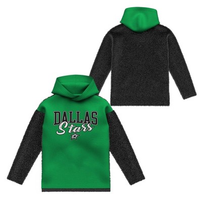 NHL Dallas Stars Girls' Faux Fur Long Sleeve Hooded Sweatshirt