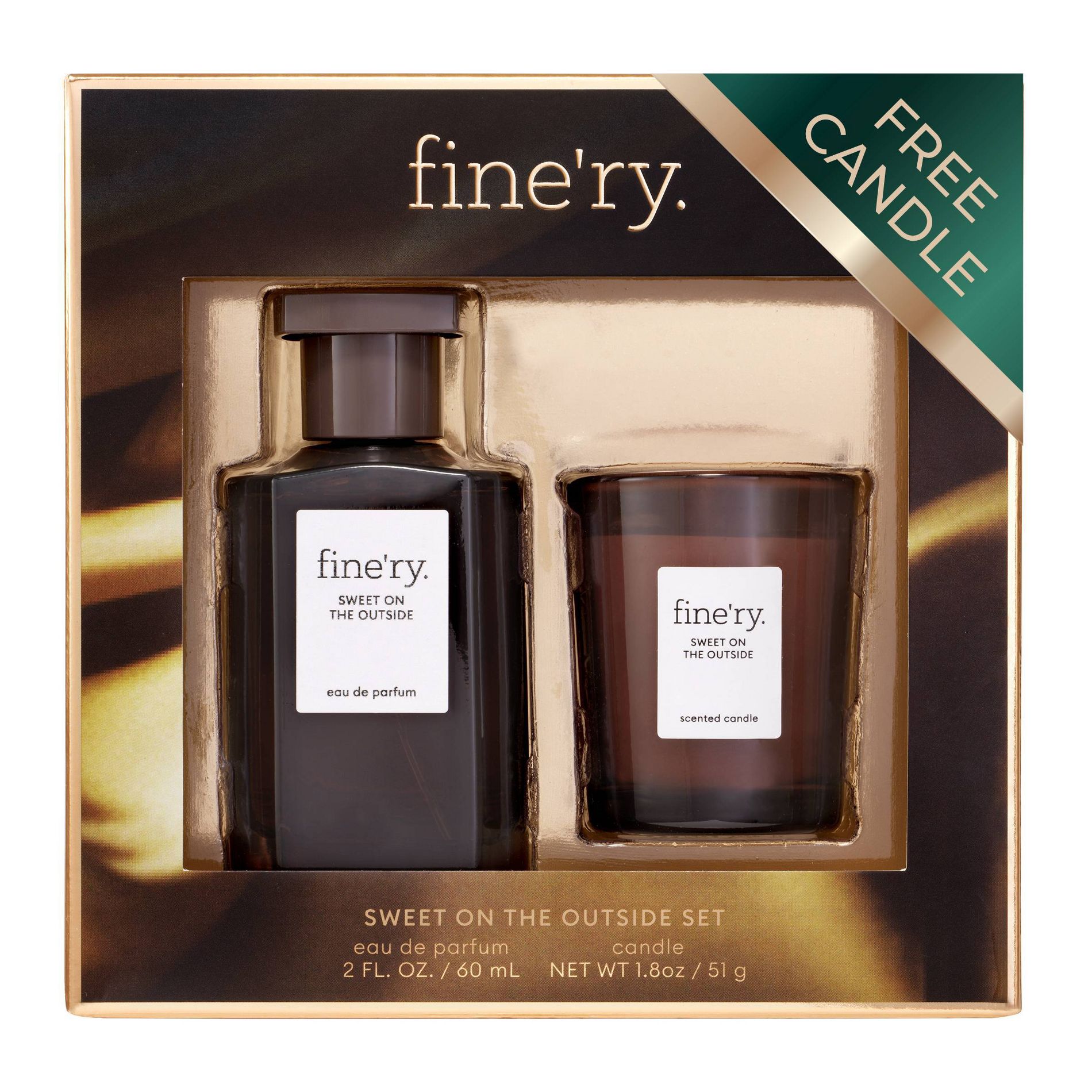 fine'ry. Full Size EDP + Mini Candle Gift Set - Sweet on the Outside - 2pc