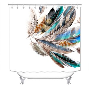 Colorful Feathers Shower Curtains for Bathroom Waterproof Fabric Bath Curtain Durable Soft Stylish Bathroom Decor 72x72 Inch - 1 of 1
