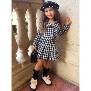 Pearl Houndstooth Luxe Blazer And Pleated Skirt Set Mia Belle Girls - 1 of 4