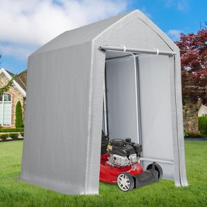 Motorcycle Outdoor Storage Tent 6x8 Ft, Portable Carport Shelter Garages Heavy Duty Canopy with Rolled Up Zipper Doors - 1 of 4