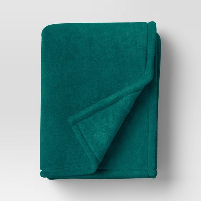 Solid Colored Plush Throw Blanket Dark Green - Room Essentials™