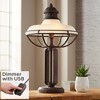 Franklin Iron Works Rustic Industrial Table Lamp 26 1/2" High with USB Dimmer Rust Bronze Haft Dome Glass Shade for Bedroom Living Room House Desk - 2 of 4