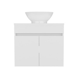 SEVOBAL Bathroom Vanities 18 Inch Vessel Sink Vanities with Two Drawers and Open Shelf for Bathroom Storage, White, 27.56"*22.05"*12.21" - 1 of 4