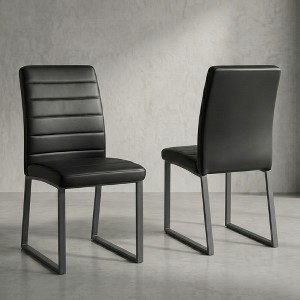 2-Pack Premium PU Chairs with High-Density Foam and Iron Legs