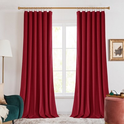 Deconovo 2 Panels Velvet Curtains with 8.5cm New Tape Heading, No Tiebacks, Luxury Soft Drapes for Living Room and Bedroom