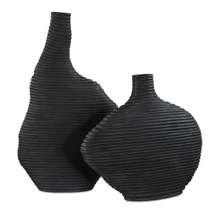 Uttermost Duostacked Black Ceramic Vases with Organic Stacked Rings, Set of 2 - 1 of 4