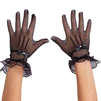 Skeleteen Girls Costume Lace Hand Gloves - Black