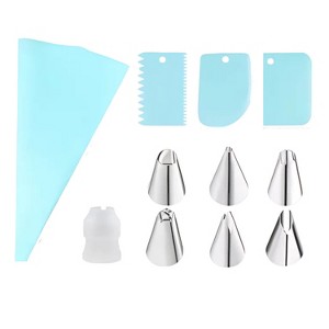Kitcheniva Reusable Silicone Piping Bag with Accessories, 11 Pcs Set, Blue - 1 of 3