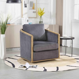 APRILSOUL Corduroy Swivel Barrel Chair, Comfortable Accent, 360 Swivel, Leisure Arm Chair, Living Room Nursery Hotel Office Lounge - 1 of 4