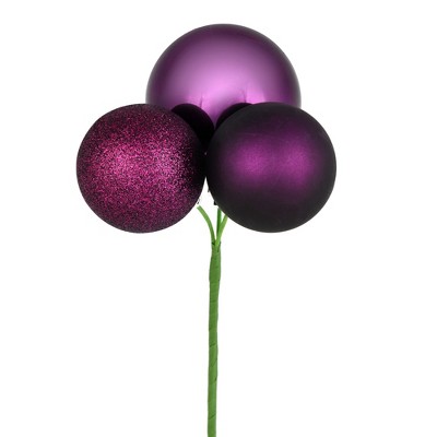 Vickerman 18" Ball Ornament Christmas Pick, 4 per Bag