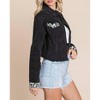 Women's Denim Paneled Leopard Print Ripped Jacket - Pretty Bash - 3 of 4