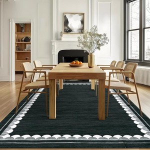 2x6 Runner Rug Washable Rugs Scalloped Border Rugs Non Slip Kitchen Runner Rug Stain Resistant Carpet - 1 of 4