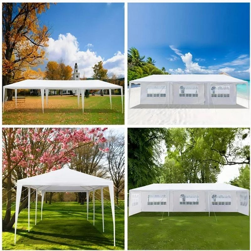 SKONYON 10'x30' Outdoor Canopy Party Wedding Tent White Gazebo with 8 Side Walls, 4 of 12