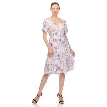 Plus Size Floral Short Sleeve Knee Length Dress Purple 1x -white Mark : Target Plus Size Floral Short Sleeve Knee Length Dress Purple 1x -white Mark : Target