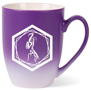 Elanze Designs 12 Ounce Ceramic Decorative Laser Engraved Geometric Design Giftable Novelty Tea Coffee Cup Mug Purple and White Praying Mantis - 1 of 4
