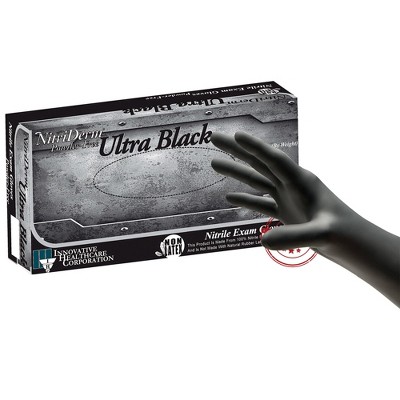 NitriDerm Ultra Black Disposable Nitrile Exam Glove Standard Cuff Length LARGE 187300 100 per Box