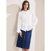 INSPIRE CHIC Women's Ruffle Neck Long Sleeve Swiss Dots Button Down Blouse - 2 of 4