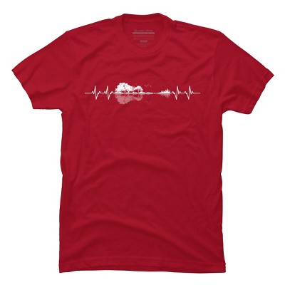Men's Design By Humans Nature Guitar Heart Beat By Maryedenoa T-Shirt