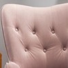 Silky Velvet Contemporary Accent Chair with Tufted Button Back and Solid Wood Legs - 3 of 4