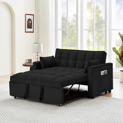 TiranisuBest Grey 3-in-1 Sectional Sofa Bed with Pull-Out Function, Adjustable Backrest, and Side Pocket, Ideal for Compact Spaces