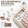 MaseiKar C68 Wireless Mechanical Keyboard,65% Layout,Hot Swap,Triple Mode BT5.0/2.4G/Wired, RGB Backlit ,Silicone Ergonomic Design(Brown, Milk Switch) - 4 of 4