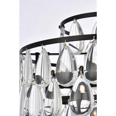Mila Black Iron and Crystal Pendant Light with Adjustable Chain