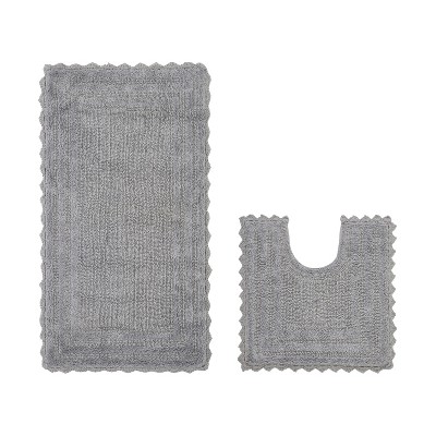 Lilly Crochet Collection 100% Cotton Tufted Reversible 2-Piece Bath Rug Set – Super Absorbent, Machine Washable Bathroom Mats with Crochet Pattern