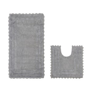 Lilly Crochet Collection 100% Cotton Tufted Reversible 2-Piece Bath Rug Set – Super Absorbent, Machine Washable Bathroom Mats with Crochet Pattern - 1 of 4