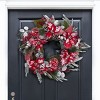 Faux 28" Red Poinsettas & Ornaments Snowy Wreath - FXP1032 - Red/Green - Safavieh - 2 of 4