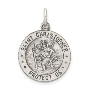 Black Bow Jewelry Sterling Silver St Christopher Round Sports Medal Pendant, 18mm - 1 of 4